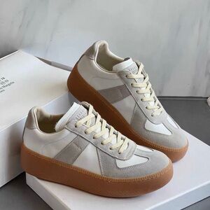 Maison Martin Margiela White and Tan Sneakers